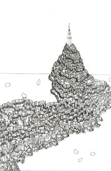 Michael S. Lee, Empire down 3, 38x54 cm, ink on paper, 2010